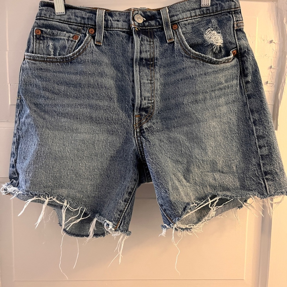 Levi's Distressed Cutoff Denim Shorts - Faded Blue